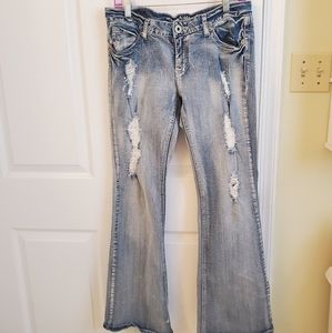 Red Camel Distressed Boot Cut Jeans